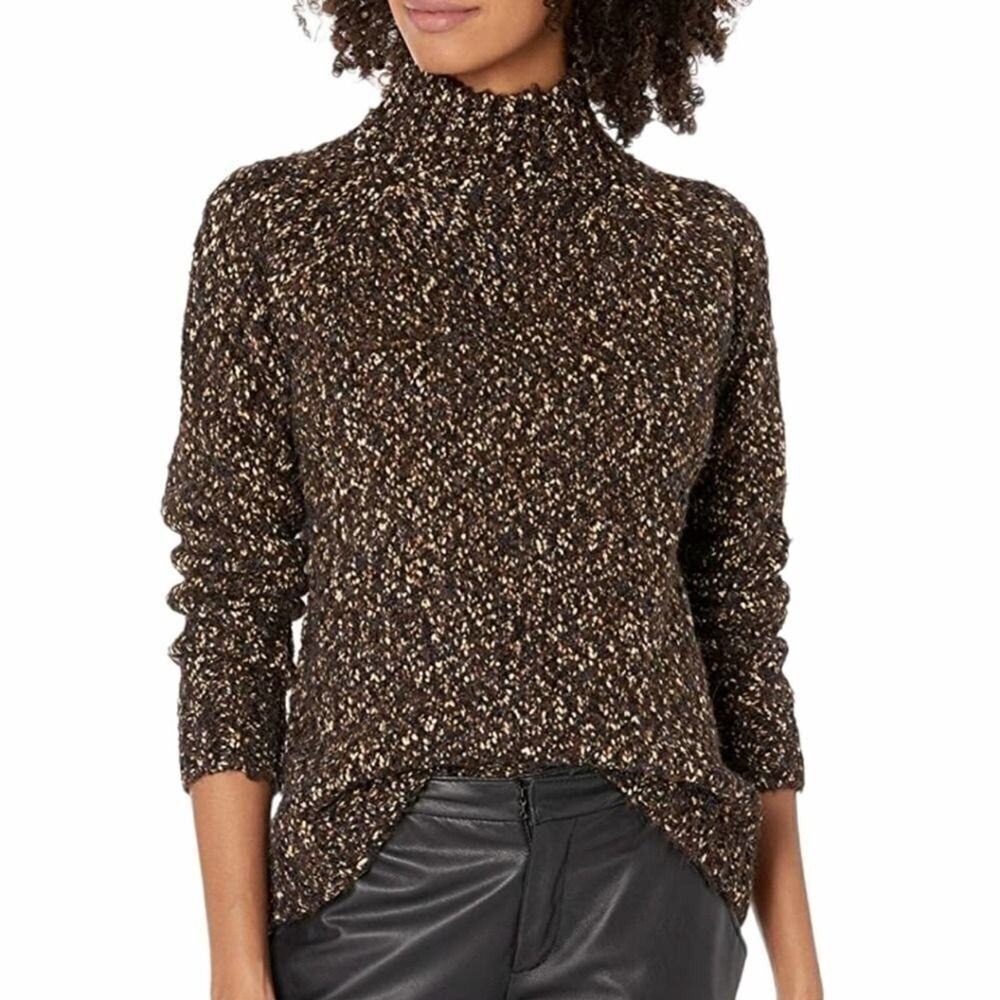 Kensie Wool Blend Twisted Boucle Sweater Size Small in Brown Pullover Style NEW